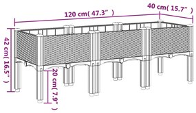 szürke PP rácsos kerti ültetőláda 120 x 40 x 42 cm