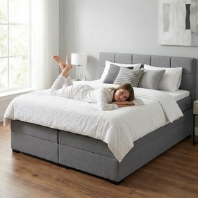 Boxspring ágy, 200x200, szürke, APRIL