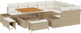 vidaXL Kerti Kanapé Szett párnával tárolóval 12 pcs Bézs Poli rattan