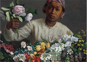 Kép - Frédéric Bazille, Young Woman with Peonies, reprodukciók (70x50 cm)