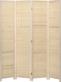 HOMCOM Beltéri 4-paneles Fa és Bambusz Woven Képernyő Elválasztó, Összecsukható Helytakarékos Partíció, Magasság 170cm, Természetes | Aosom