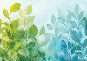 Fotótapéta Levelek Zöld Kék Hálószoba Nappali Tapéta Flizelina 300x210