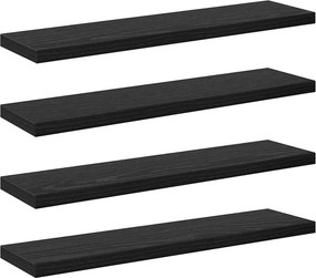 vidaXL Polcos könyvespolc 4 pcs Fekete 40 x 10 x 1,5 cm Faanyag