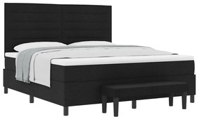 Box Spring Ágy Matrac &amp; Pad Fekete 180x200 cm Szövet