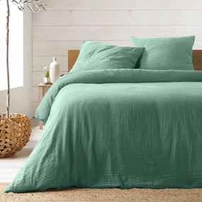 Világoszöld kétszemélyes-hosszabbított muszlin ágyneműhuzat 240x220 cm Angelia – douceur d'intérieur