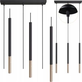 Függőlámpa Tuba mennyezeti Zwis fém fekete-arany 3xG9 Led 10W