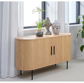 Black Friday - Natúr színű alacsony komód tölgyfa dekorral 140x76 cm Nola – Unique Furniture
