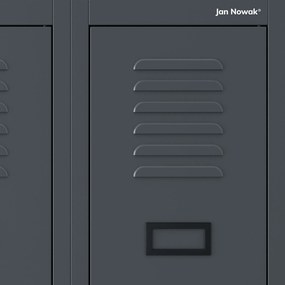 Pléh öltözőszekrény talpazaton, négymodulos, polcokkal KACPER II, 600 x 1800 x 500 mm, antracit