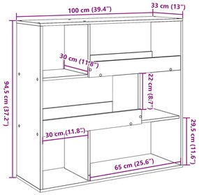 fekete szerelt fa térelválasztó 100 x 33 x 94,5 cm