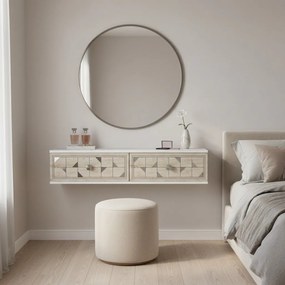 Moka 120 - White, Travertine, Silver