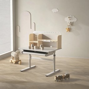 Növekvő íróasztal, természetes/fehér, ADAN