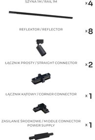 Zuma Line 3581 - Irányítható spotlámpa a TUBE sínes rendszerhez 8xGU10/35W/230V, fekete