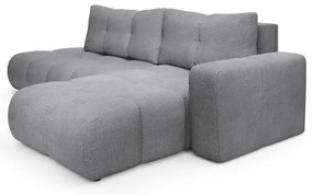 Kihúzható, kárpitozott L-alakú sarokülőgarnitúra ALMADA, jobb oldali, szürke