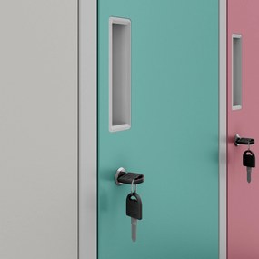 Iskolai szekrény szürke-pasztell: 6 rekeszes IGOREK, 900 x 1500 x 450 mm