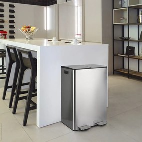 Matt ezüstszínű acél szelektív pedálos szemetes 2x30 l Aliya – Spirella