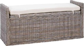 vidaXL Tárolópad párnával tárolóval Szürke 110 x 40 x 50 cm Rattan