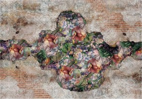 Fotótapéta Virágok Rózsák Tégla Loft Vintage Botanikus Méret 300x210 +ragasztó