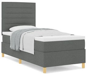 Boxspring ágy matraccal sötétszürke 100x200 cm textil