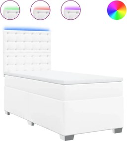 vidaXL fehér műbőr rugós ágy matraccal 90x190 cm
