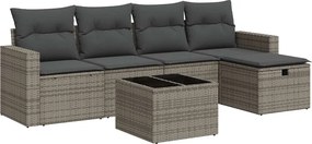 vidaXL 6 részes szürke polyrattan kerti ülőgarnitúra párnákkal