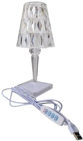 Olasz stílusú áttetsző akril kristály LED asztali lámpa 5V/1W/USB