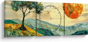 Kép - Tájkép illusztráció (órával) (90x30 cm)