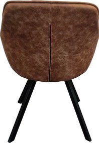 Forgó étkezőszék, sötétbarna szövet csiszolt bőr hatással, SAMANTA
