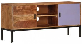 mézbarna és szürke tömör akácfa TV-szekrény 110 x 30 x 50 cm