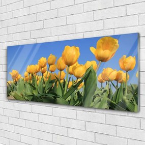 Modern üvegkép Tulipán virágok Plant 125x50 cm