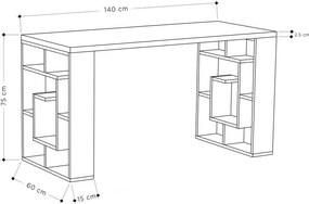 Maze White and Dark Oak íróasztal