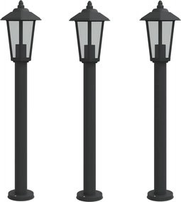 vidaXL 3 db fekete rozsdamentes acél kültéri állólámpa 80 cm