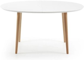 Fehér bővíthető étkezőasztal fehér asztallappal 90x140 cm Oqui – Kave Home