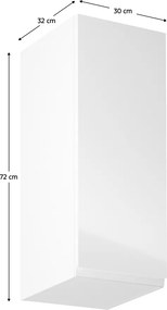 Felsőszekrény, fehér/fehér extra magasfényű, jobbos, AURORA G30