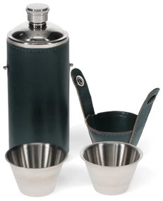 Sötétkék rozsdamentes acél laposüveg és röviditalos pohár készlet 3 db-os 220 ml Spirit of Adventure – Rex London