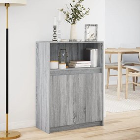 szürke sonoma szerelt fa tálalószekrény LED-del 72x34x100 cm