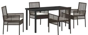 vidaXL Kert étkező szett párnával 5 pcs Barna polirattan