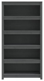 szürke tömör fenyőfa könyvszekrény 80x35x154 cm
