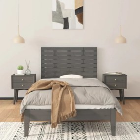 szürke tömör fenyőfa fali fejtámla 106 x 3 x 63 cm