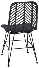 Étkezőszék 2 pcs Fekete 44.5 x 55 x 85 cm Rattan és Vas