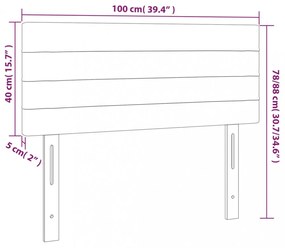 fekete bársony LED-es fejtámla 100x5x78/88 cm