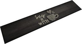 vidaXL fekete mosható csészemintás bársony konyhaszőnyeg 60x300 cm
