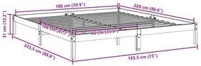 fehér tömör fenyő extra hosszú ágykeret matrac nélkül 180x220cm