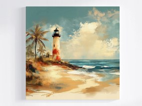 VĂĄszonkĂ©p Canvas VilĂĄgĂtĂłtorony Tengerpart HullĂĄmok PĂĄlma Retro 40x40