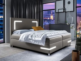 Franciaágy 200 cm Frinesa LED (világosbarna) (ágyráccsal és matraccal) (tárolóhellyel) (LED világítással). 1104436
