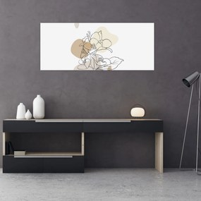 Kép - Bézs virágok pillangóval N⁰1 (120x50 cm)