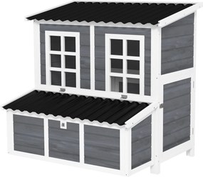 PawHut nyitott tyúkól fenyőfából, Tyúk Ház tojásrakó rekesszel, Baromfi Ház 4-6 tojótak számára, Vízhatlan tető, 100 x 86 x 100 cm, Világosszürke | Ao