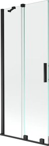Mexen Velar 2-szárnyú, eltolható kádparaván 80 x 150 cm, átlátszó, fekete - 896-080-000-01-70