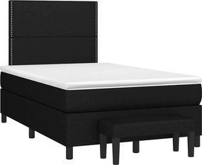 vidaXL fekete szövet rugós ágy matraccal 120 x 190 cm