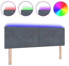 LED Fejtámla Gombos Díszítéssel Sötétszürke 72 cm Bársony