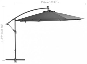 antracit konzolos kerti napernyő LED-del és fémrúddal 350 cm